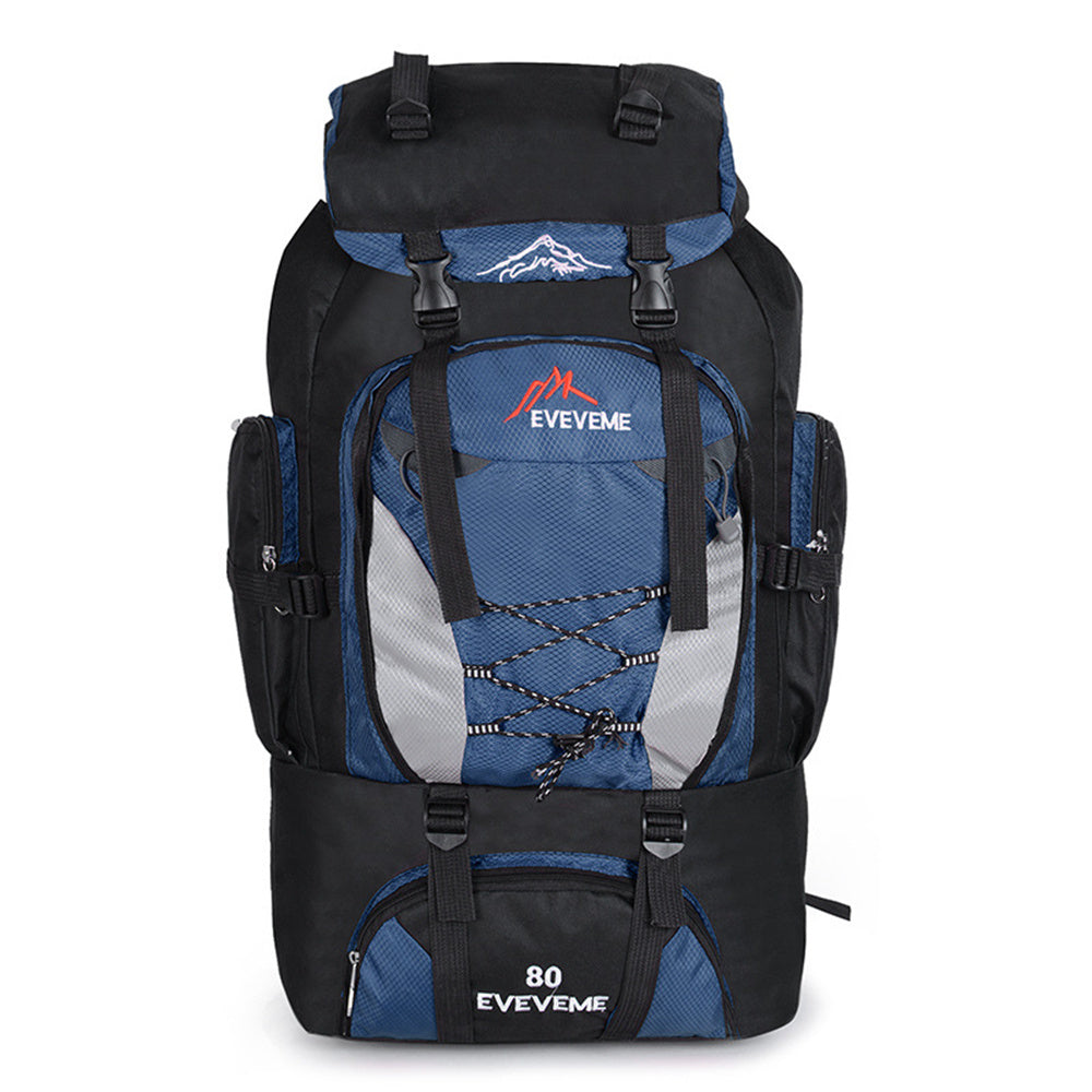 80L Extra Large Hiking Camping Backpack Rucksack Waterproof Travel Luggage Bag Blue