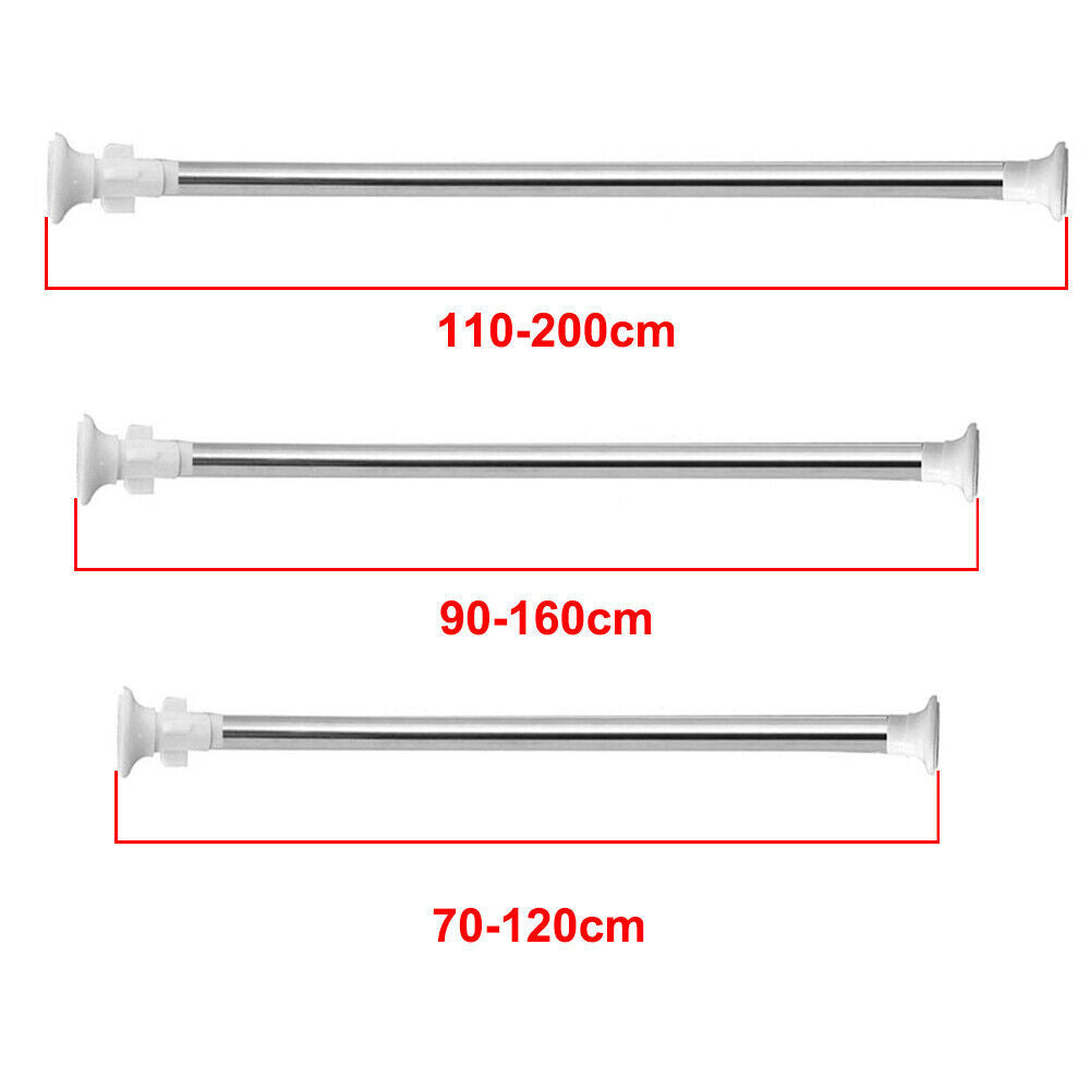 Heavy Duty Extendable Telescopic Shower Curtain Pole Rail Rod Bath Door Window