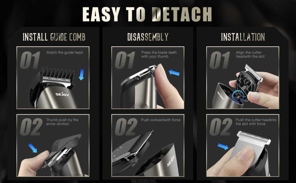 Sejoy Hair Cut Machine For Men Professional Hair Clippers Electric Shaver Beard Trimmers Machine Cordless