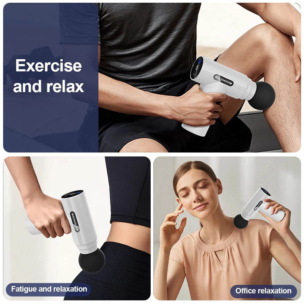 Mini Massage Gun Muscle Relaxation Deep Tissue Body Massager Dynamic Vibrator Portable LCD Digital Display Fascia Gun Massage