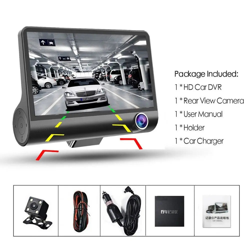 Podofo 3 Channel Car DVR 3-Lens Inside Vehicle Dash CamThree Way Camera DVRs Recorder Video Registrator Dashcam Camcorder