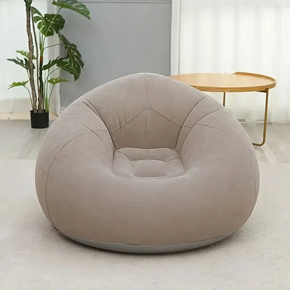 Brown Lazy Inflatable Sofa with Air Pump Spherical Sofa Chair Furniture for Bedroom and Living Room Indoor
