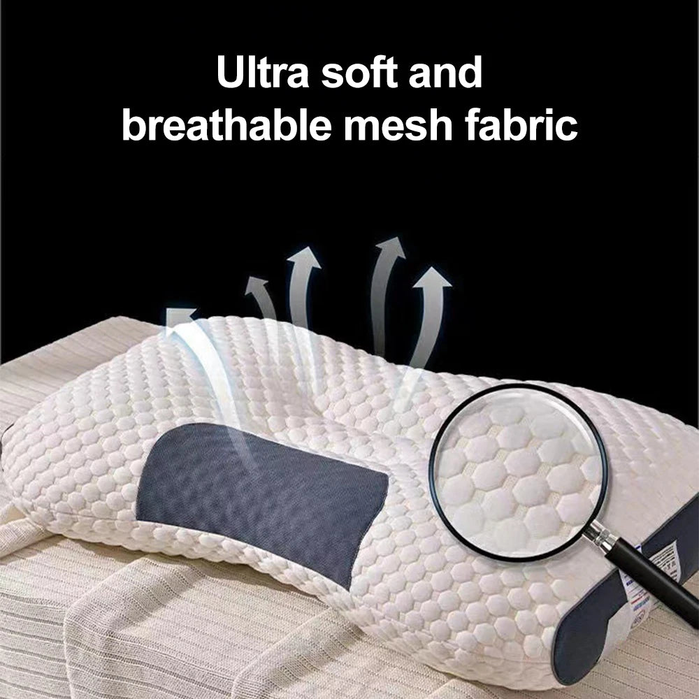 2PCS Knitted SPA Massage Pillows - 3D Ergonomic Cervical Support Adjustable Orthopedic Neck Pillow for Sleeping & Home Use
