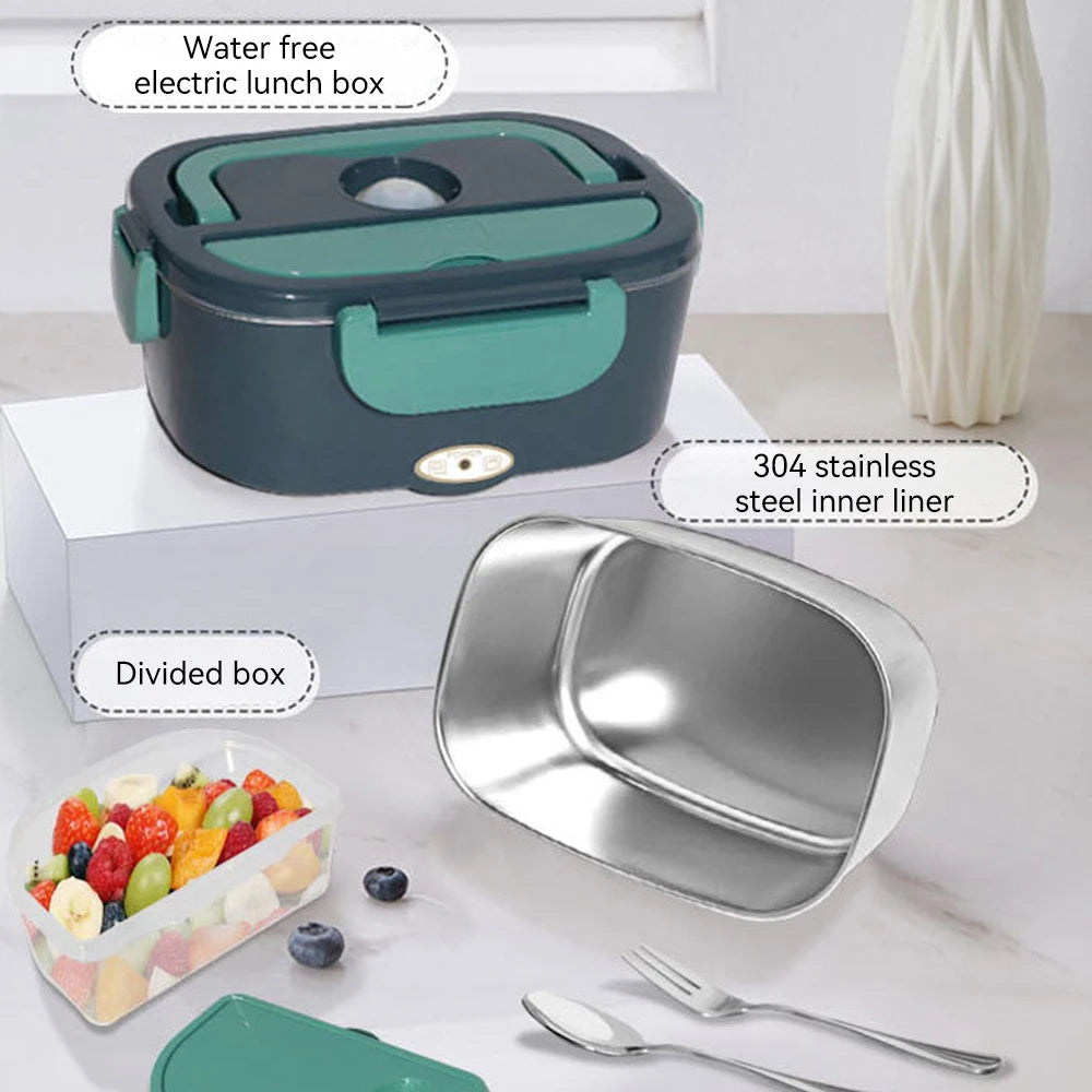 Portable Electric Lunch Box Stainless Steel Heated Food Container for Car/Office/Home Dining Box Microwave Oven