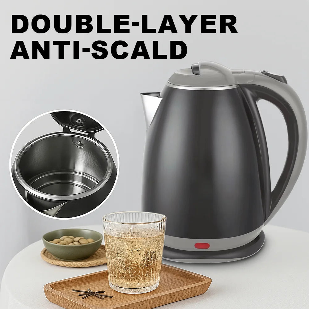 2L Electric Kettle Stainless Steel Fast Boil Water Heater Tea Household Kettle with Auto Shut-Off Protection Anti-scalding
