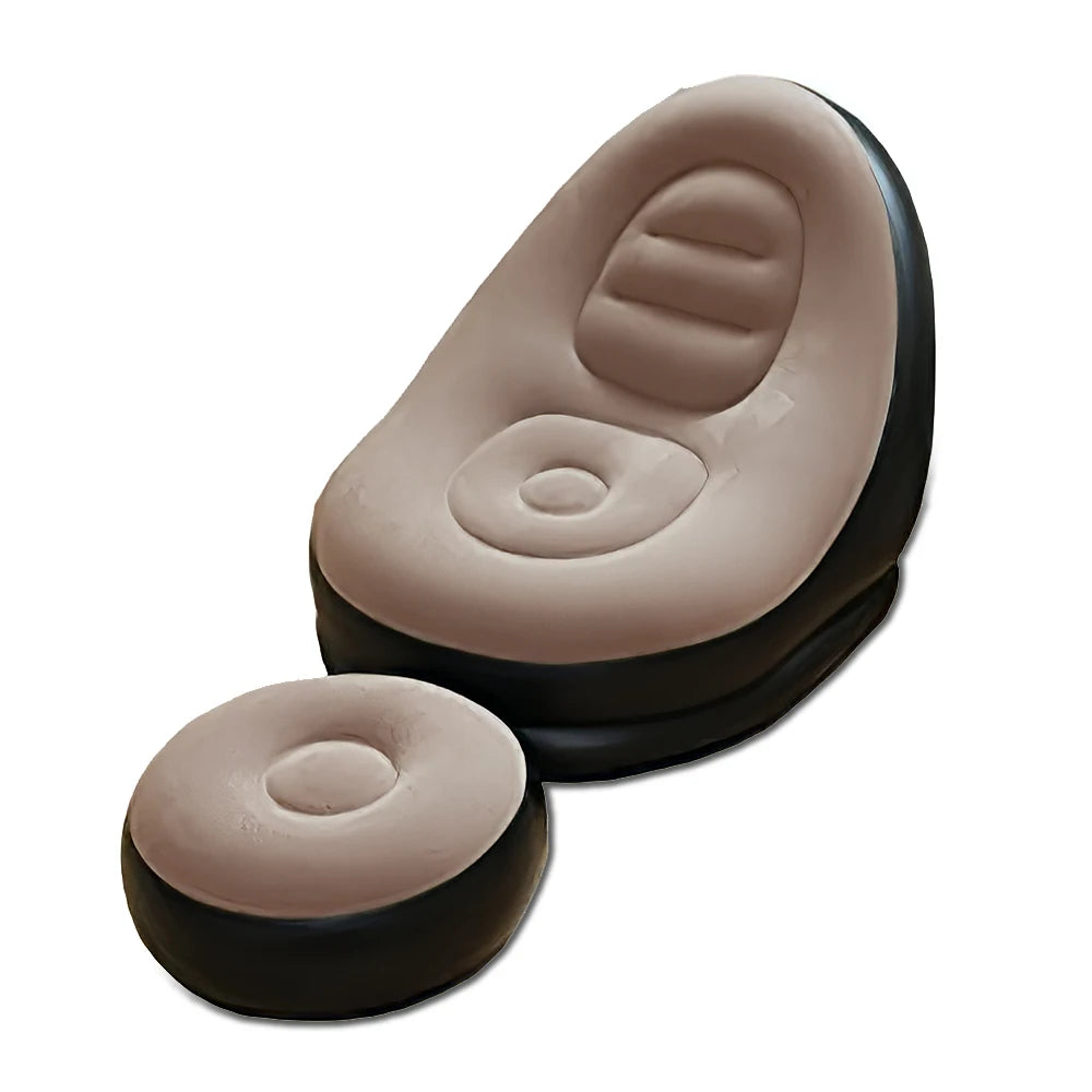Inflatable Lounge Sofa Chair Foldable Indoor Outdoor Couch Portable Lazy Sofa Bed With Footstool For Living Room Bedroom Garden