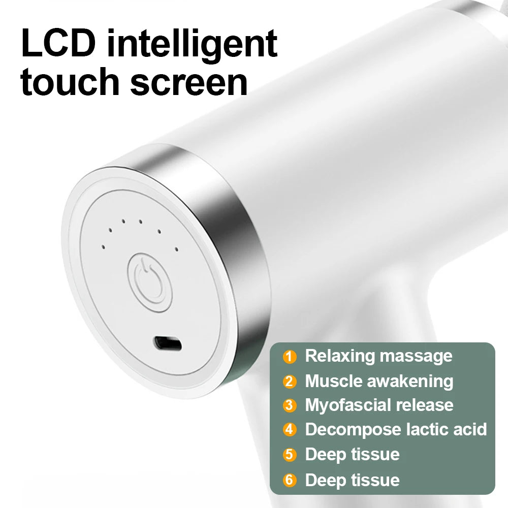 Mini Massage Gun Muscle Relaxation Deep Tissue Body Massager Dynamic Vibrator Portable LCD Digital Display Fascia Gun Massage