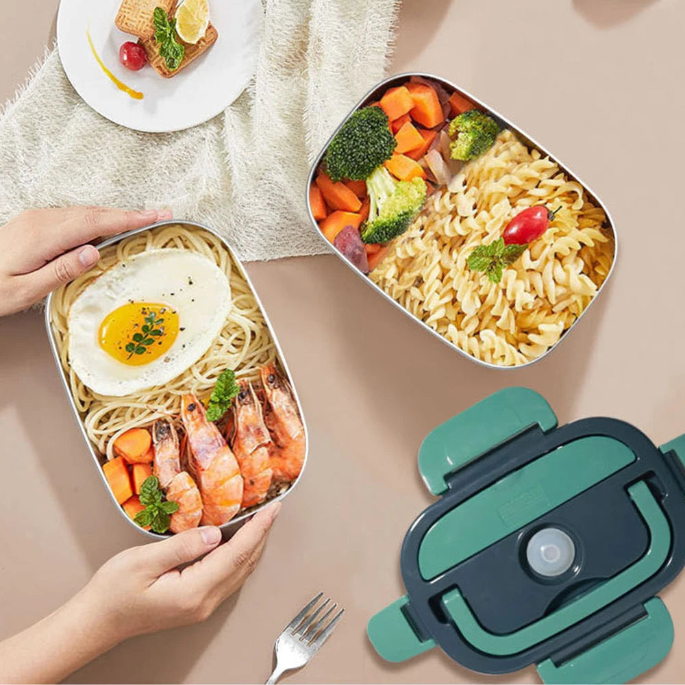 Portable Electric Lunch Box Stainless Steel Heated Food Container for Car/Office/Home Dining Box Microwave Oven