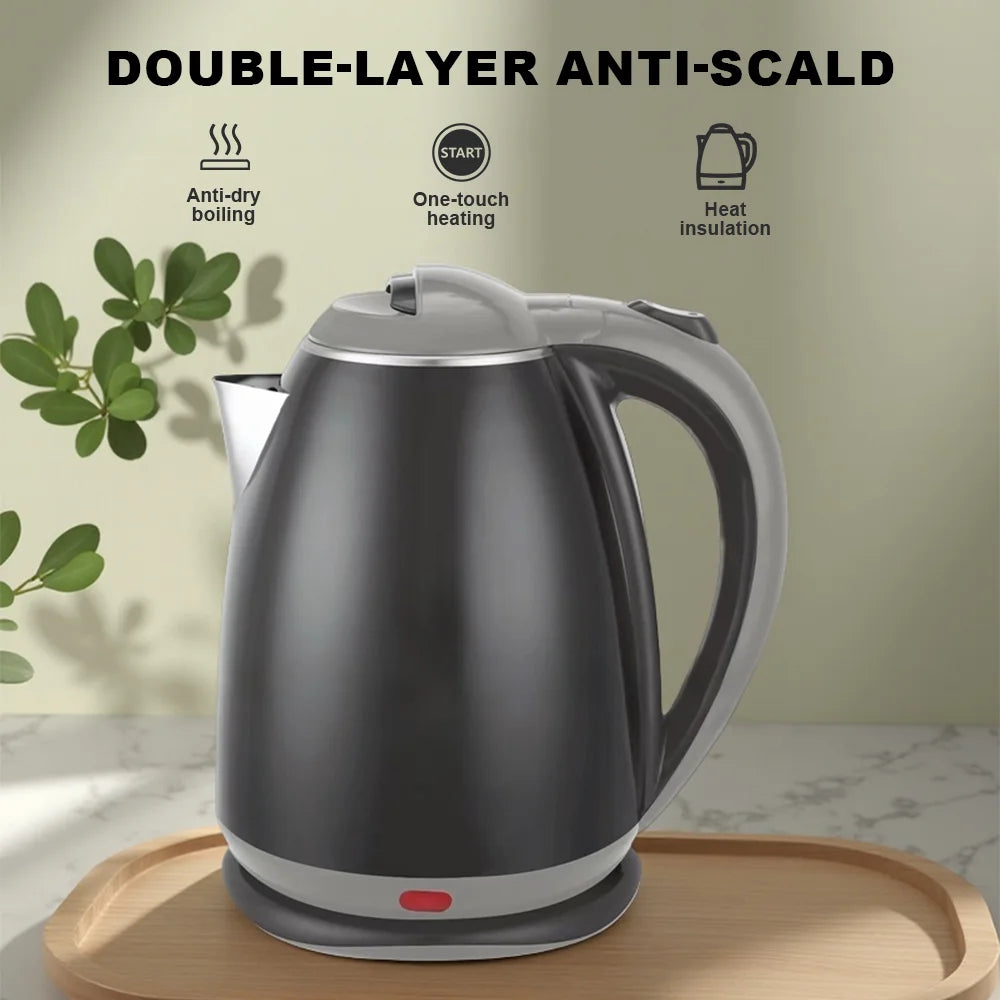 2L Electric Kettle Stainless Steel Fast Boil Water Heater Tea Household Kettle with Auto Shut-Off Protection Anti-scalding