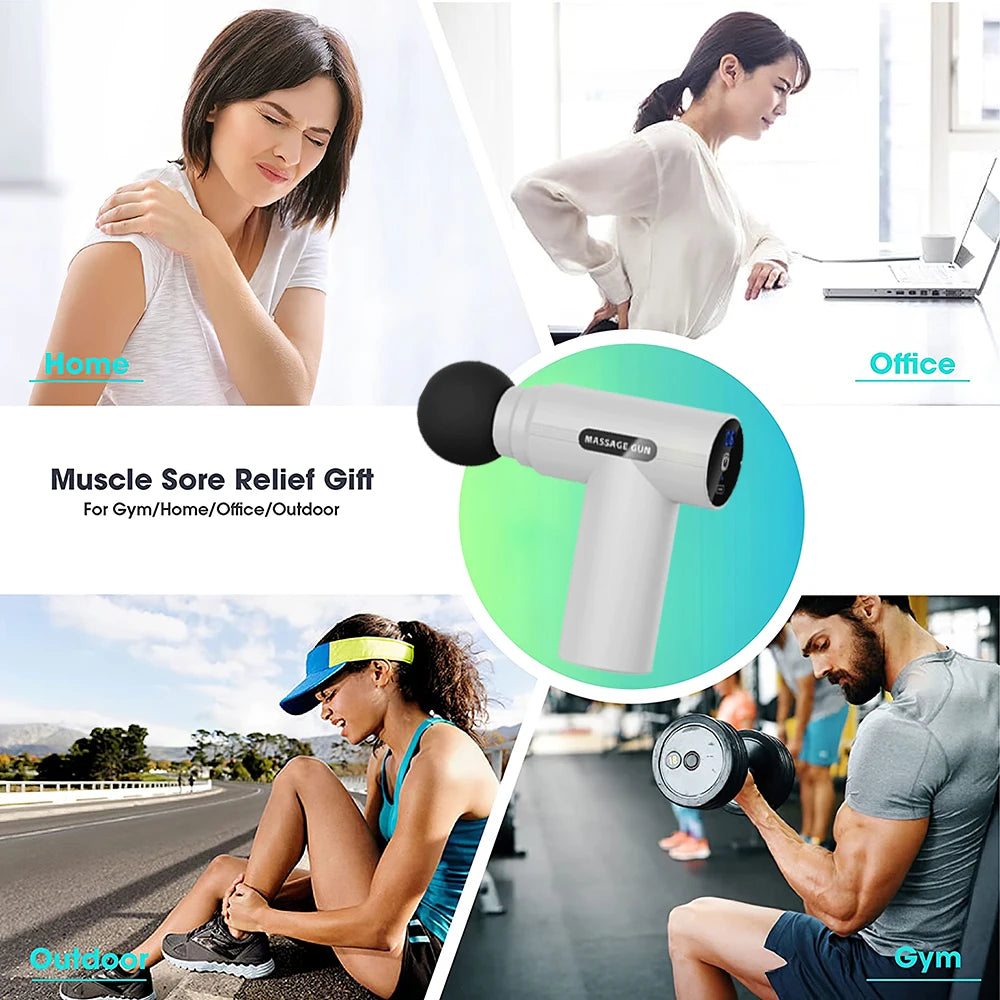 Mini Massage Gun Muscle Relaxation Deep Tissue Body Massager Dynamic Vibrator Portable LCD Digital Display Fascia Gun Massage