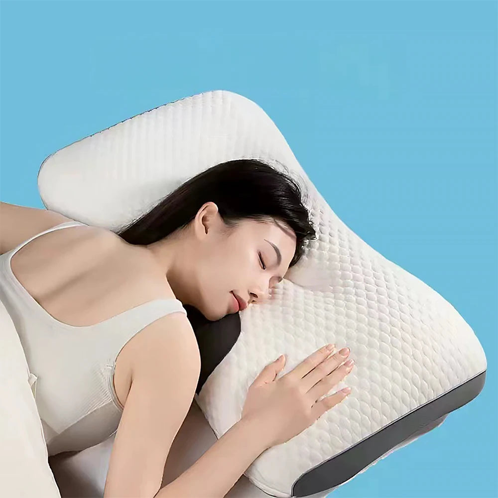 2PCS Knitted SPA Massage Pillows - 3D Ergonomic Cervical Support Adjustable Orthopedic Neck Pillow for Sleeping & Home Use