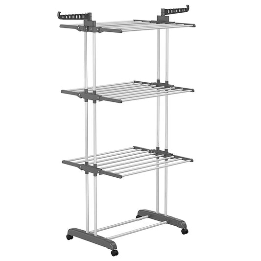 Folding Clothes Rack with Drying and Storage Functions for Bedroom, Ideal for Hanging Coats and Garments