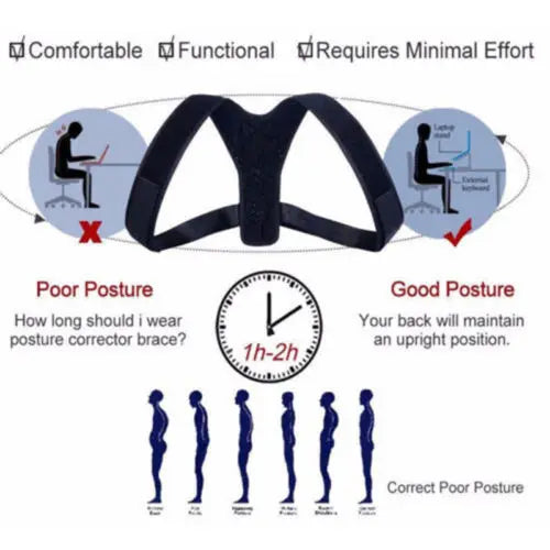 Podofo Adjustable Clavicle Posture Corrector Men Woemen Upper Back Brace Shoulder Lumbar Support Belt Corset Posture Correction