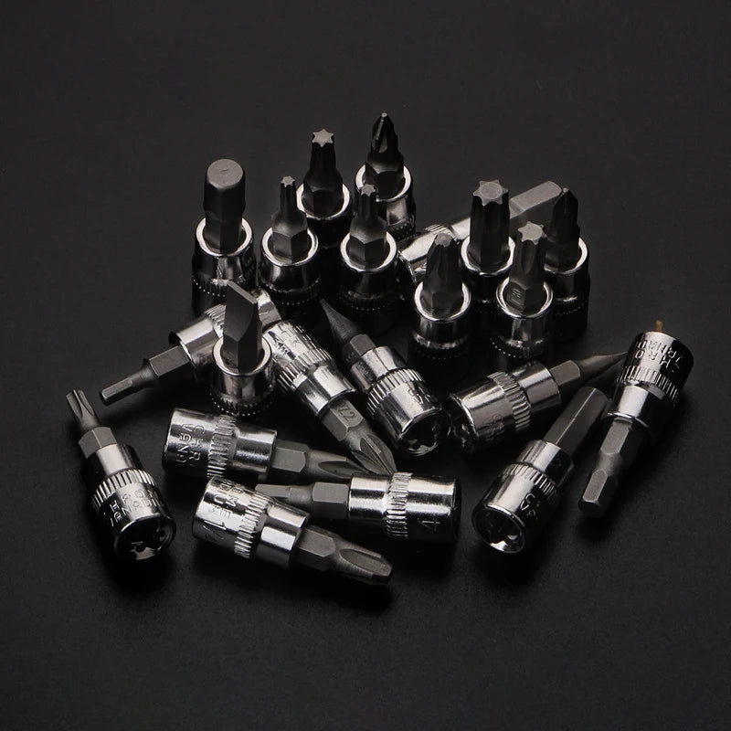 46 Pcs 1/4” Drive Socket Ratchet Wrench Set with Storage Case, Includes Metric Bit Socket Set and Extension Bar for Auto Repair