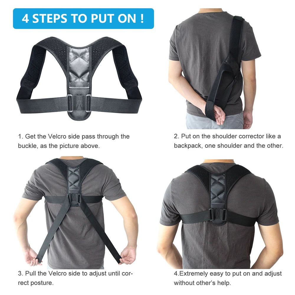 Podofo Adjustable Clavicle Posture Corrector Men Woemen Upper Back Brace Shoulder Lumbar Support Belt Corset Posture Correction