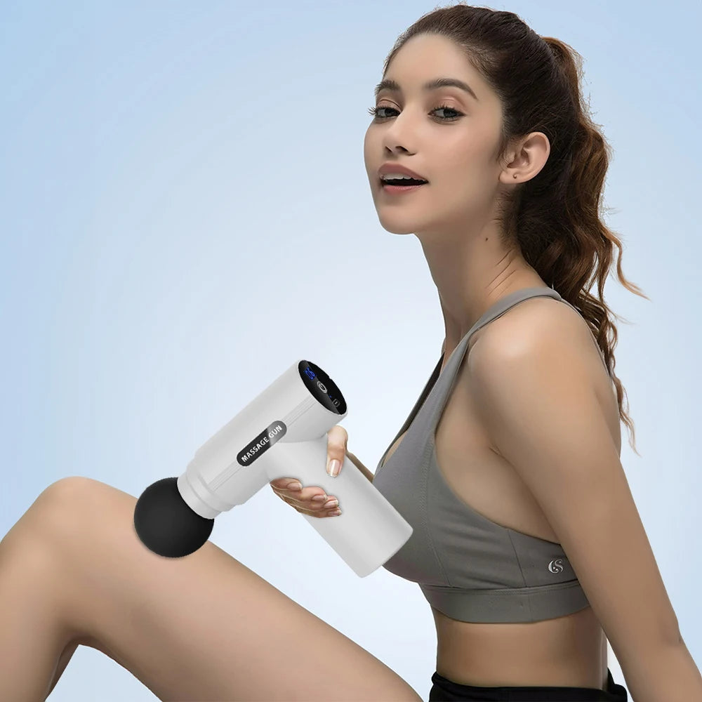 Mini Massage Gun Muscle Relaxation Deep Tissue Body Massager Dynamic Vibrator Portable LCD Digital Display Fascia Gun Massage