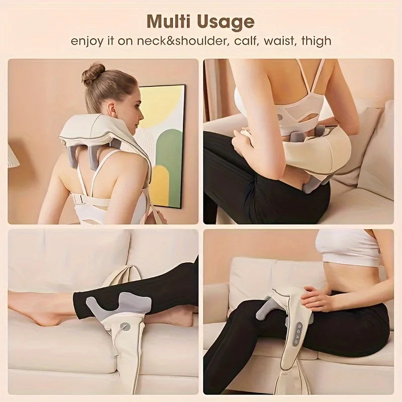 Shiatsu Neck Shoulder Massager Deep Tissue Shawl Kneading Spine Back Muscle Relaxer for Car Home Use Trapezius Neck Massager