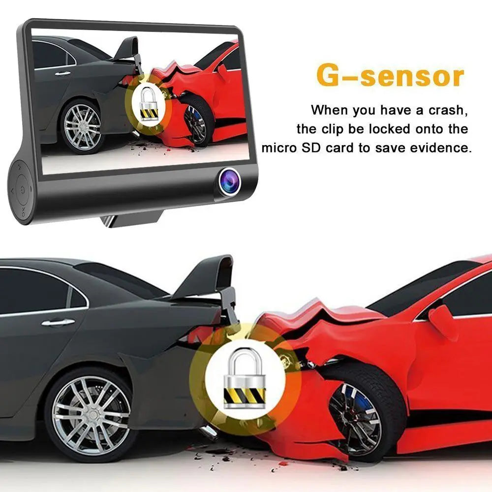 Podofo 3 Channel Car DVR 3-Lens Inside Vehicle Dash CamThree Way Camera DVRs Recorder Video Registrator Dashcam Camcorder