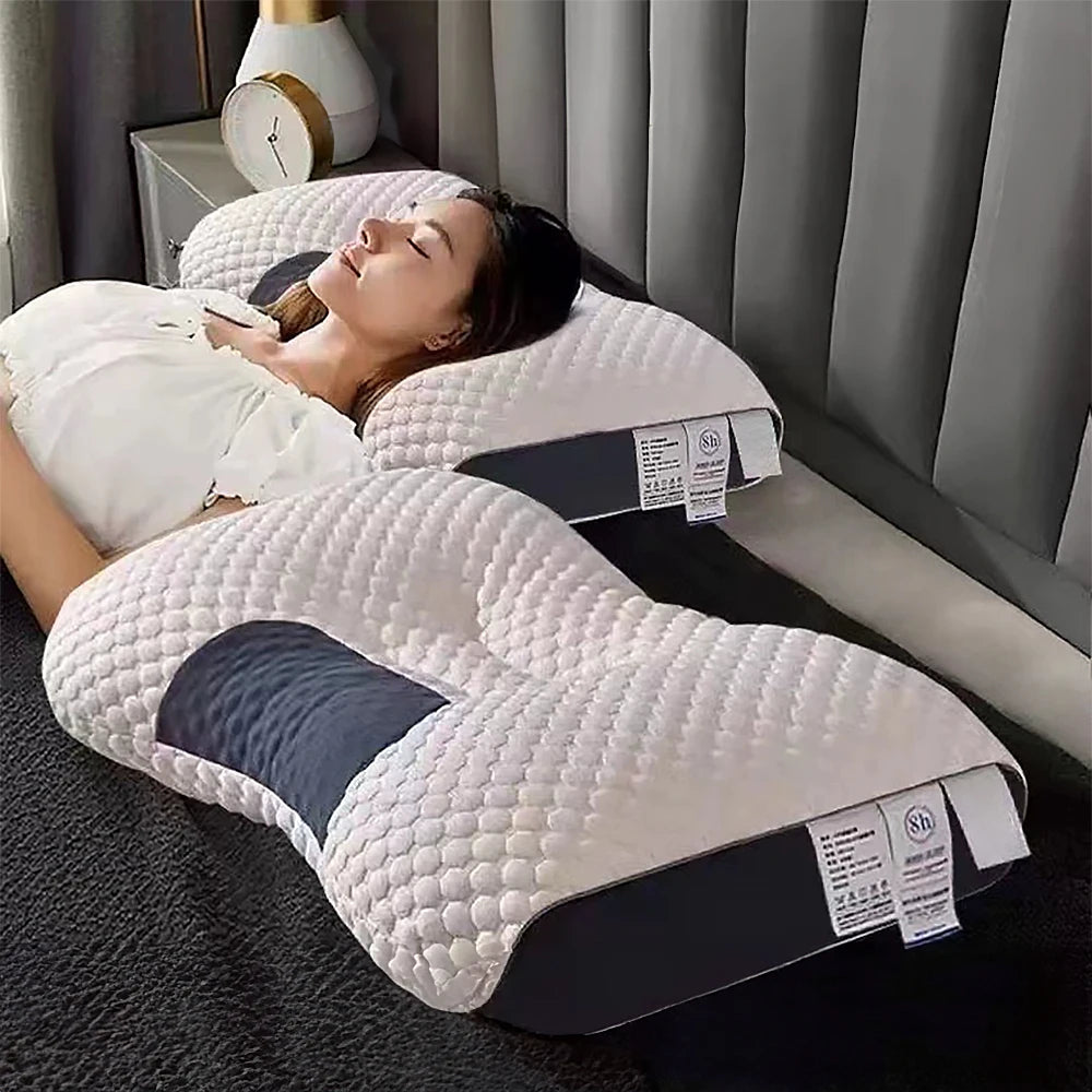 2PCS Knitted SPA Massage Pillows - 3D Ergonomic Cervical Support Adjustable Orthopedic Neck Pillow for Sleeping & Home Use