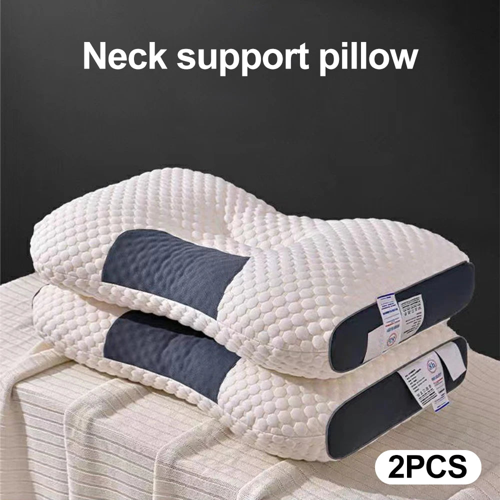 2PCS Knitted SPA Massage Pillows - 3D Ergonomic Cervical Support Adjustable Orthopedic Neck Pillow for Sleeping & Home Use