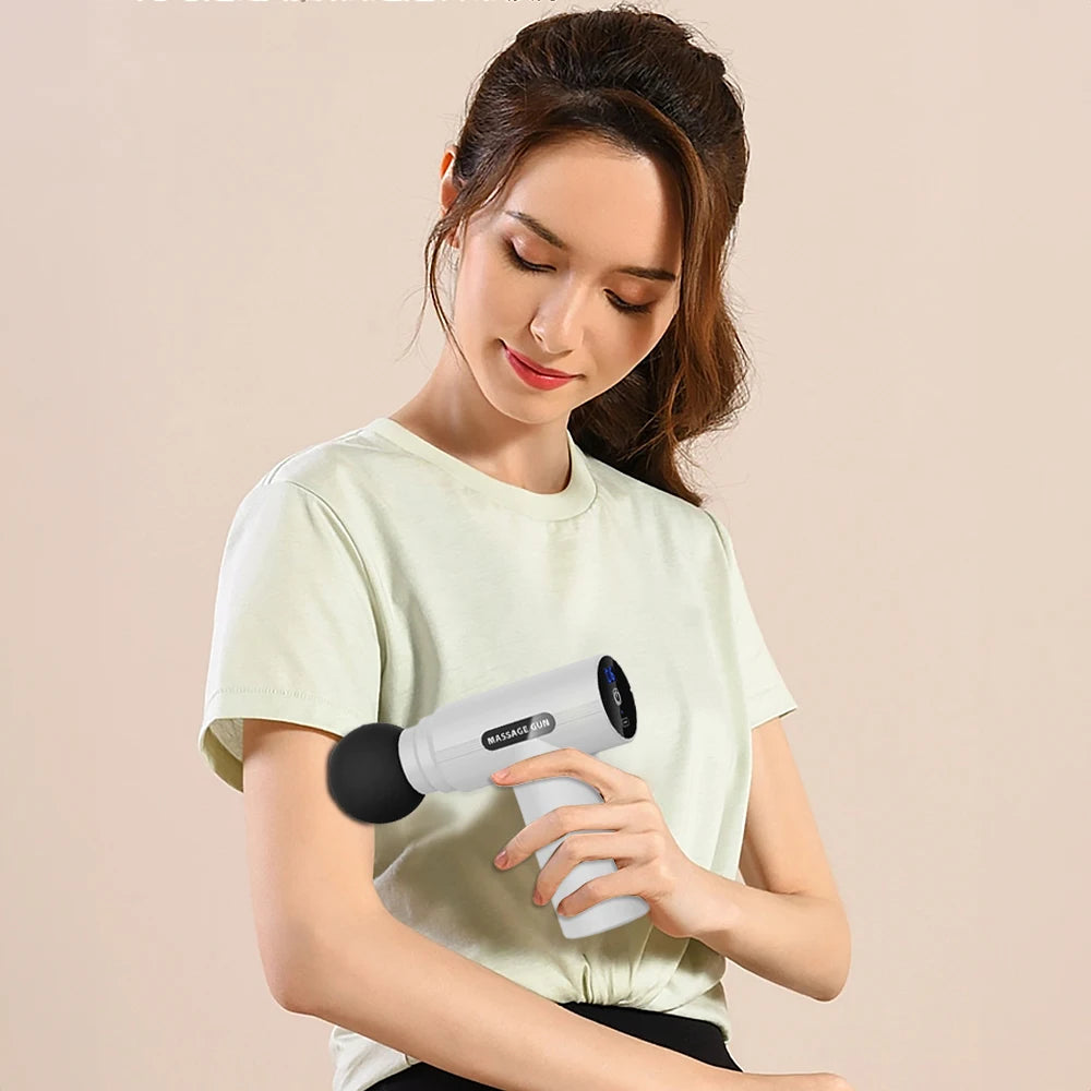 Mini Massage Gun Muscle Relaxation Deep Tissue Body Massager Dynamic Vibrator Portable LCD Digital Display Fascia Gun Massage