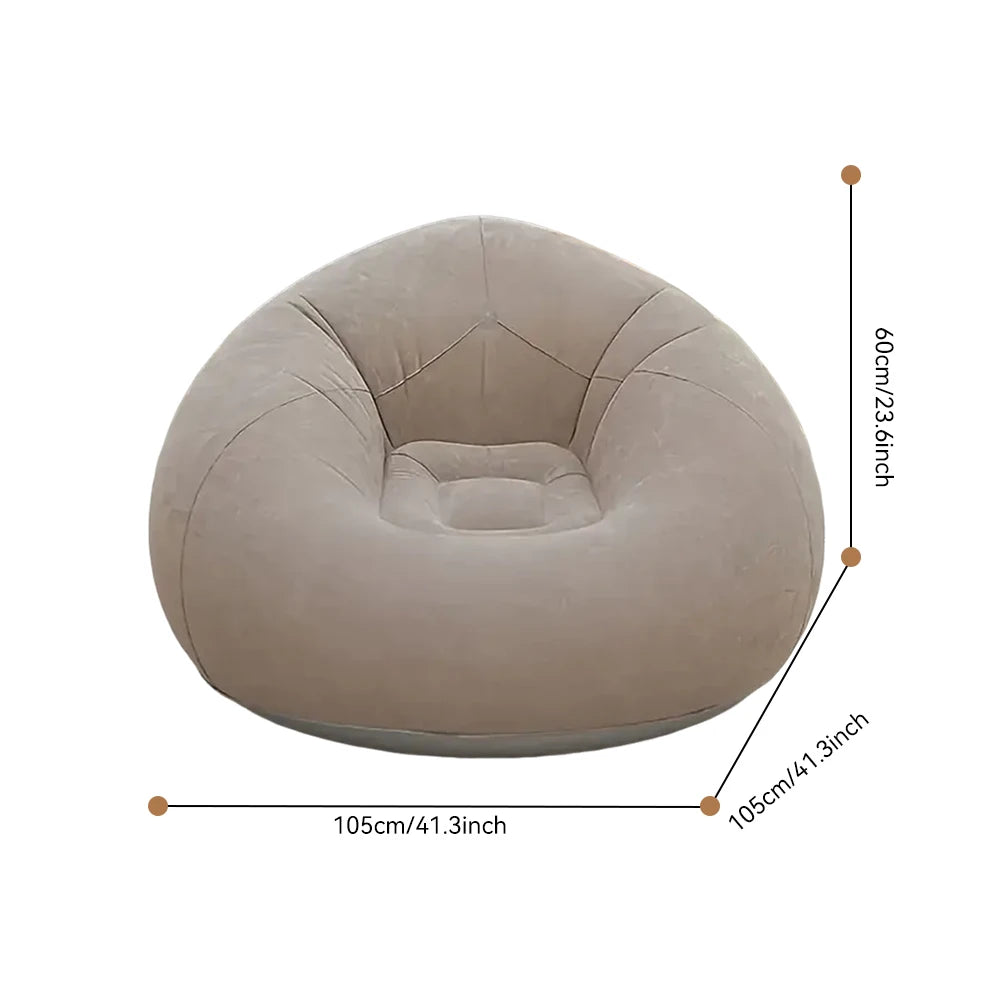 Brown Lazy Inflatable Sofa with Air Pump Spherical Sofa Chair Furniture for Bedroom and Living Room Indoor