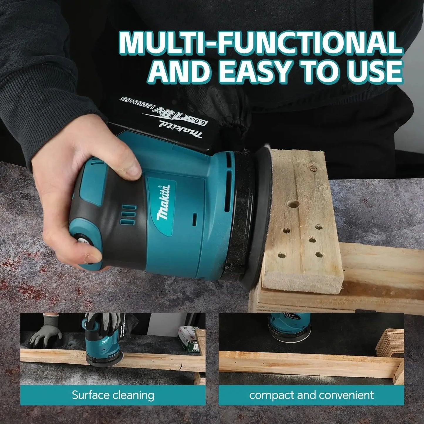 Makita DBO180Z Lithium ion 18V Cordless Rechargeable Disc Random Track Sanding Machine for Woodworking Mud Polishing