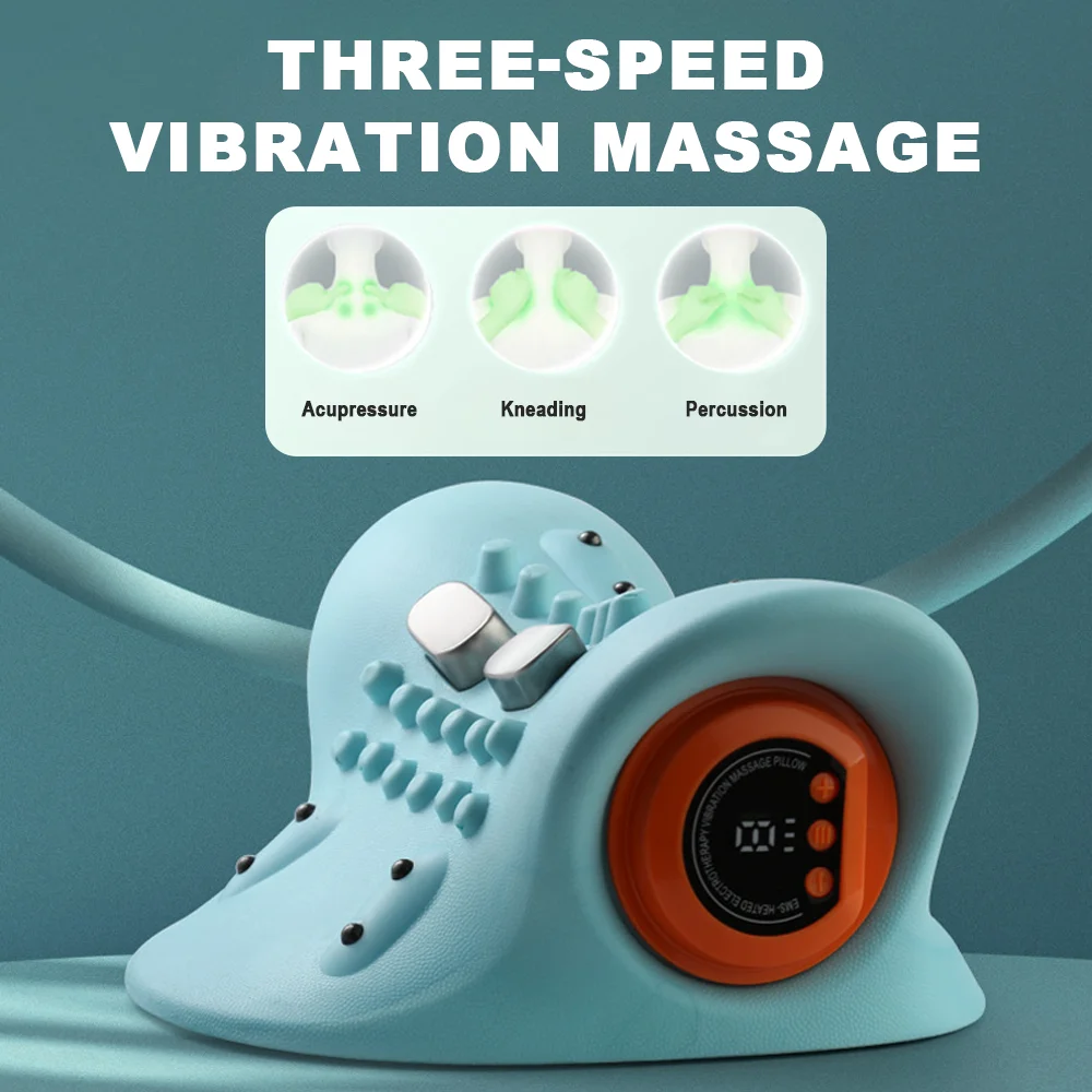 Neck Massager Pillow Adjustable Three speeds Heat Comfortable Stretching for Neck Shoulder Relaxation at Home Office Travel