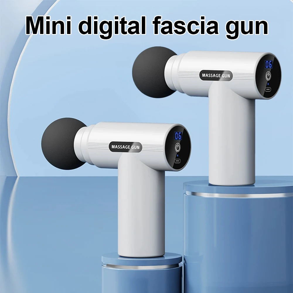 Mini Massage Gun Muscle Relaxation Deep Tissue Body Massager Dynamic Vibrator Portable LCD Digital Display Fascia Gun Massage
