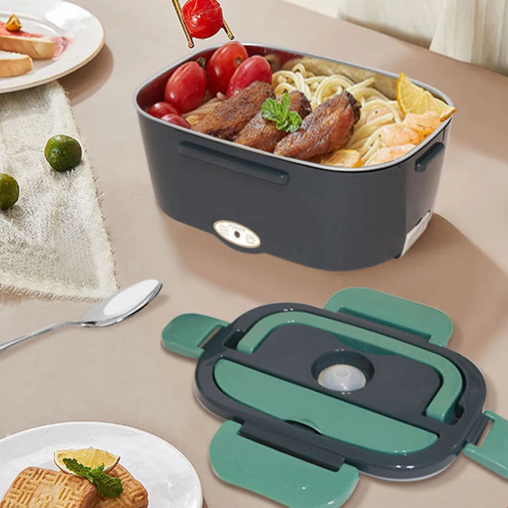 Portable Electric Lunch Box Stainless Steel Heated Food Container for Car/Office/Home Dining Box Microwave Oven