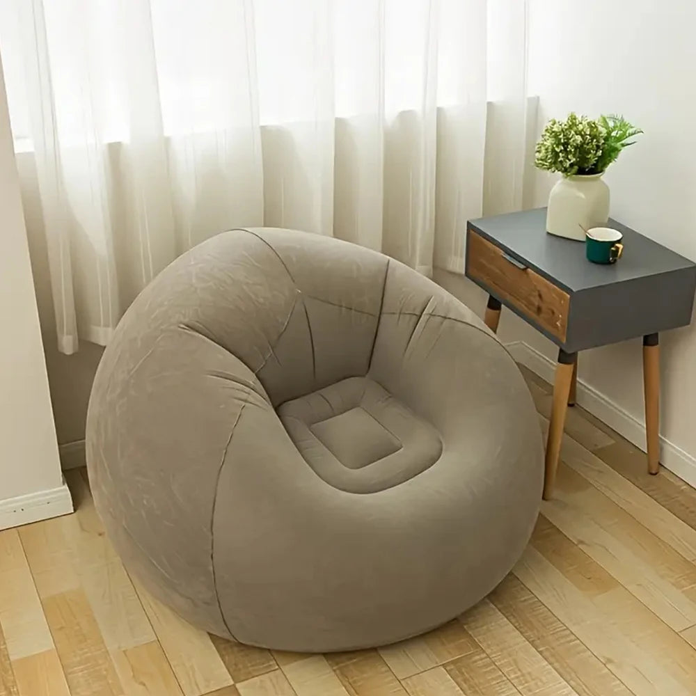 Brown Lazy Inflatable Sofa with Air Pump Spherical Sofa Chair Furniture for Bedroom and Living Room Indoor