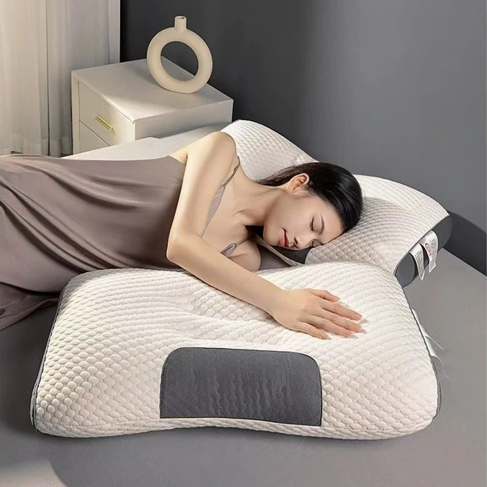 2PCS Knitted SPA Massage Pillows - 3D Ergonomic Cervical Support Adjustable Orthopedic Neck Pillow for Sleeping & Home Use