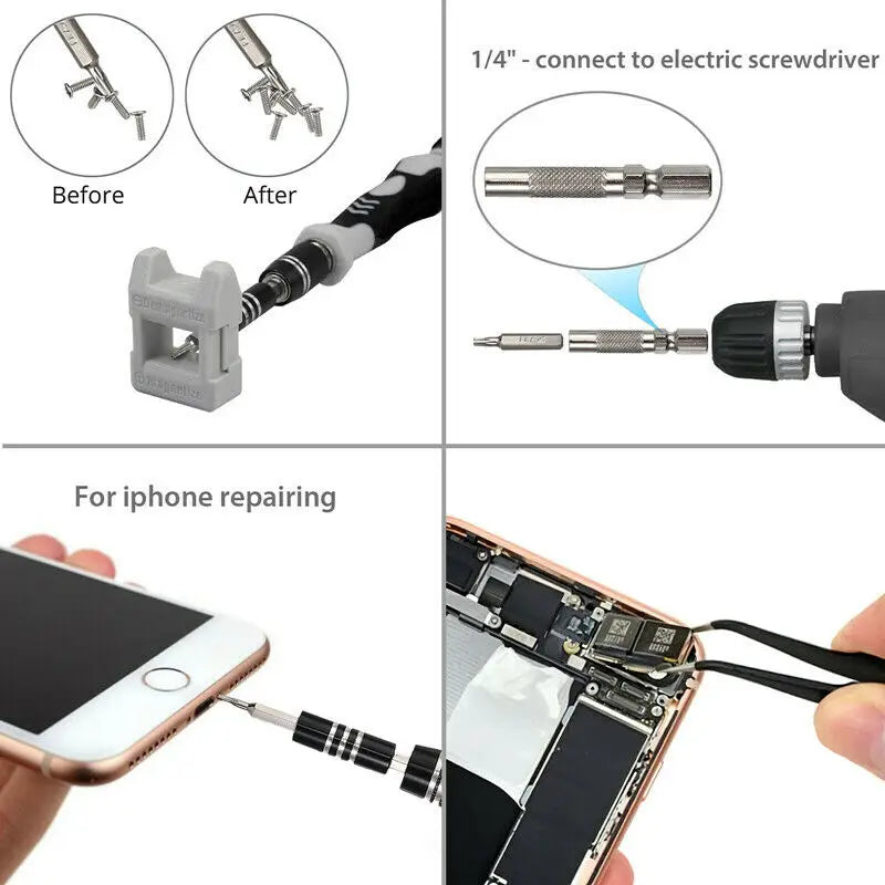 Magnetic Precision Screwdriver Set Electronic Repair Tool Kit Torx Hex Bit Handle for Computers Laptops Phones Home Diy