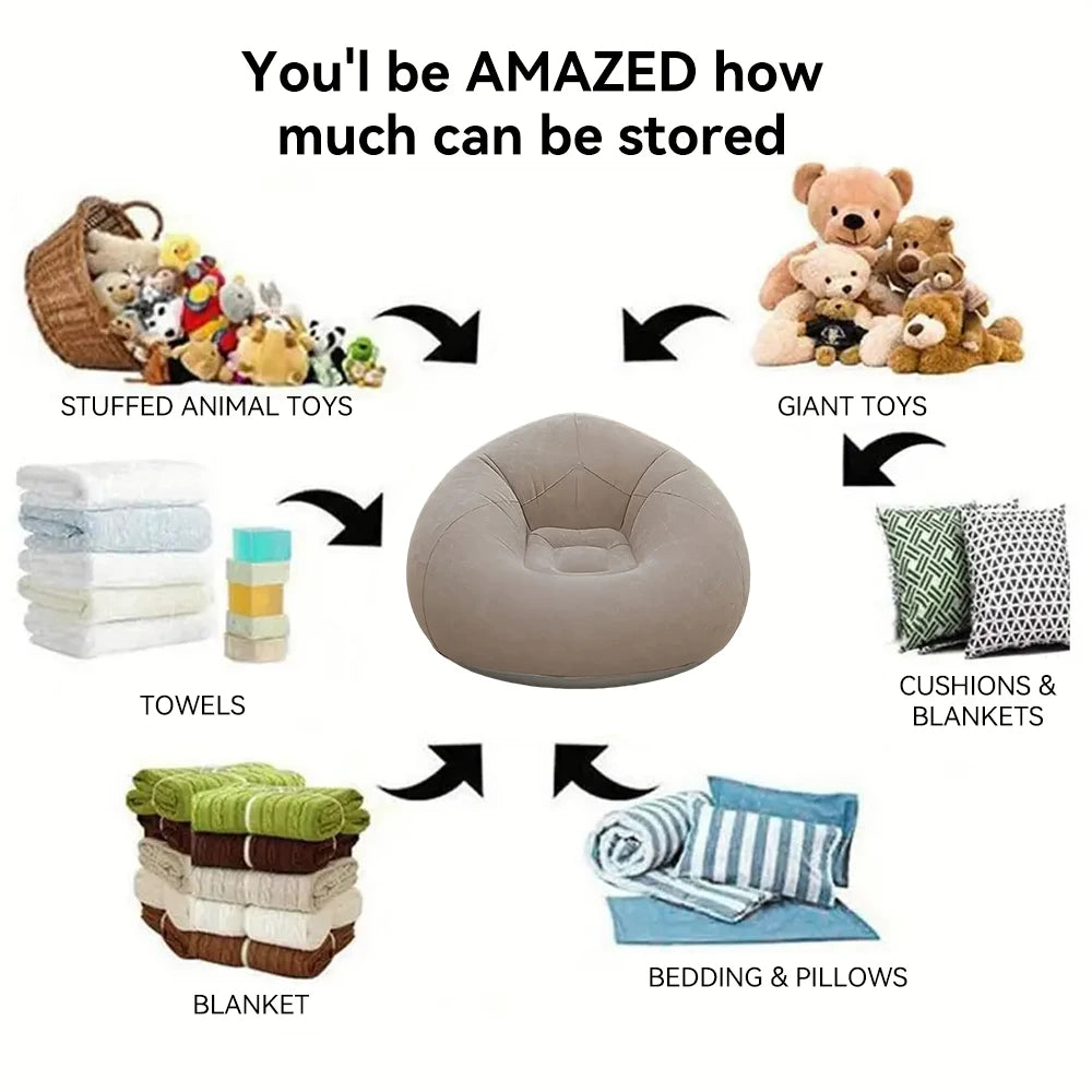 Brown Lazy Inflatable Sofa with Air Pump Spherical Sofa Chair Furniture for Bedroom and Living Room Indoor