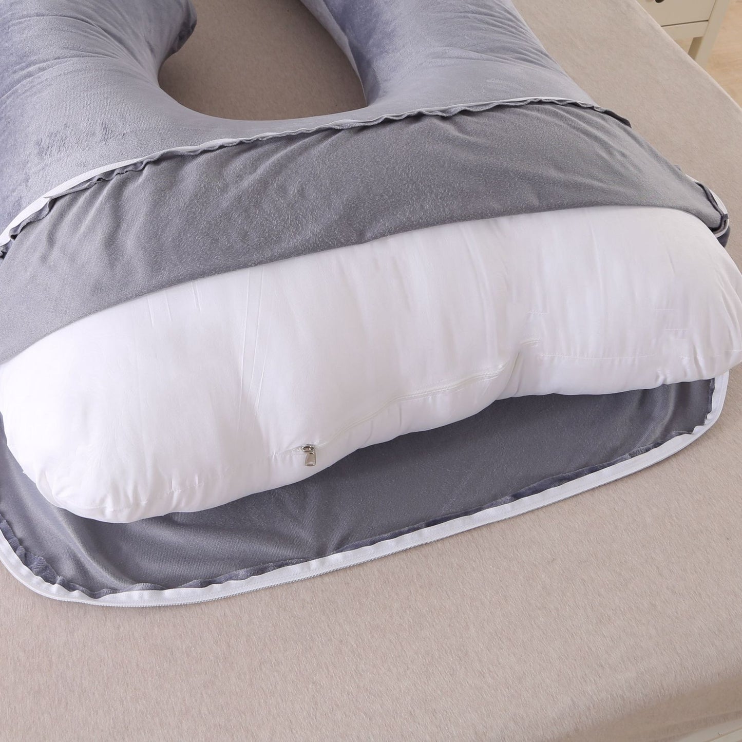 Pregnant women's detachable crystal velvet G-type side lying waist protection pillow
