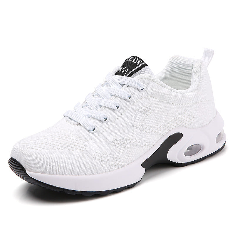 Flyknit sports and casual shoes with breathable soft sole and air cushion trendy student women's shoes