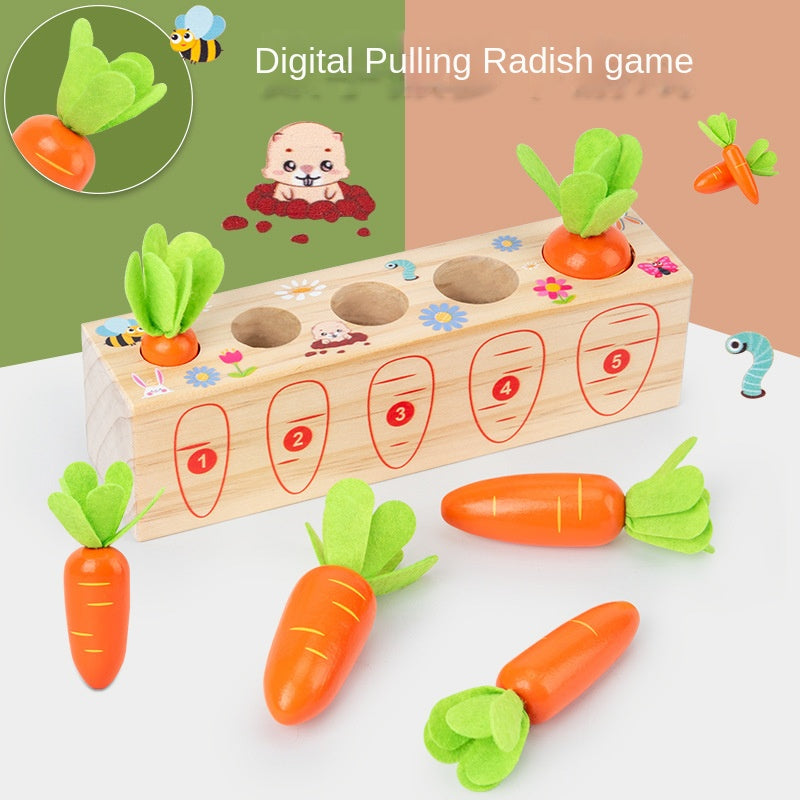 Wooden Fun Number Carrot Pulling Game Enlightenment Cognition 3-4 Year Old Early Education Toy