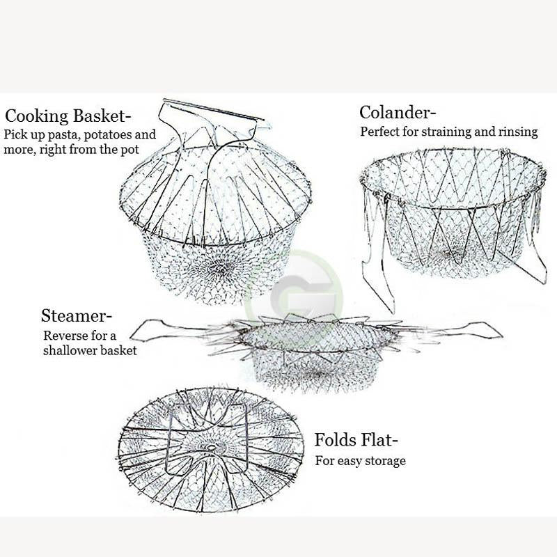 Foldable Steam Rinse Strain Fry Chef Basket Magic Mesh Basket Strainer Net Kitchen Cooking Tool Multifunction