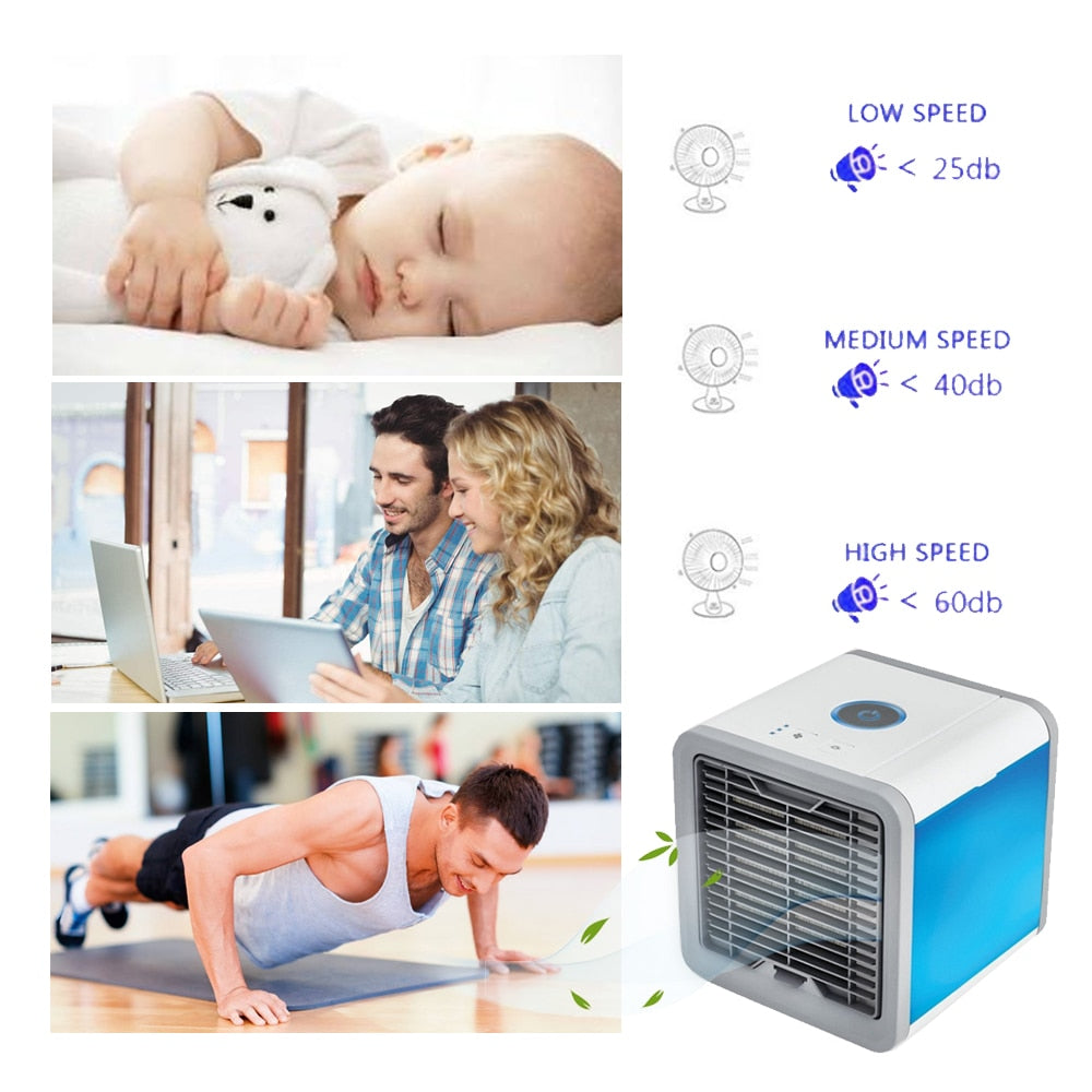 USB Mini Portable Air Conditioner Humidifier Purifier 7 Colors Light Desktop Air Cooling Fan Air Cooler Fan for Office Home