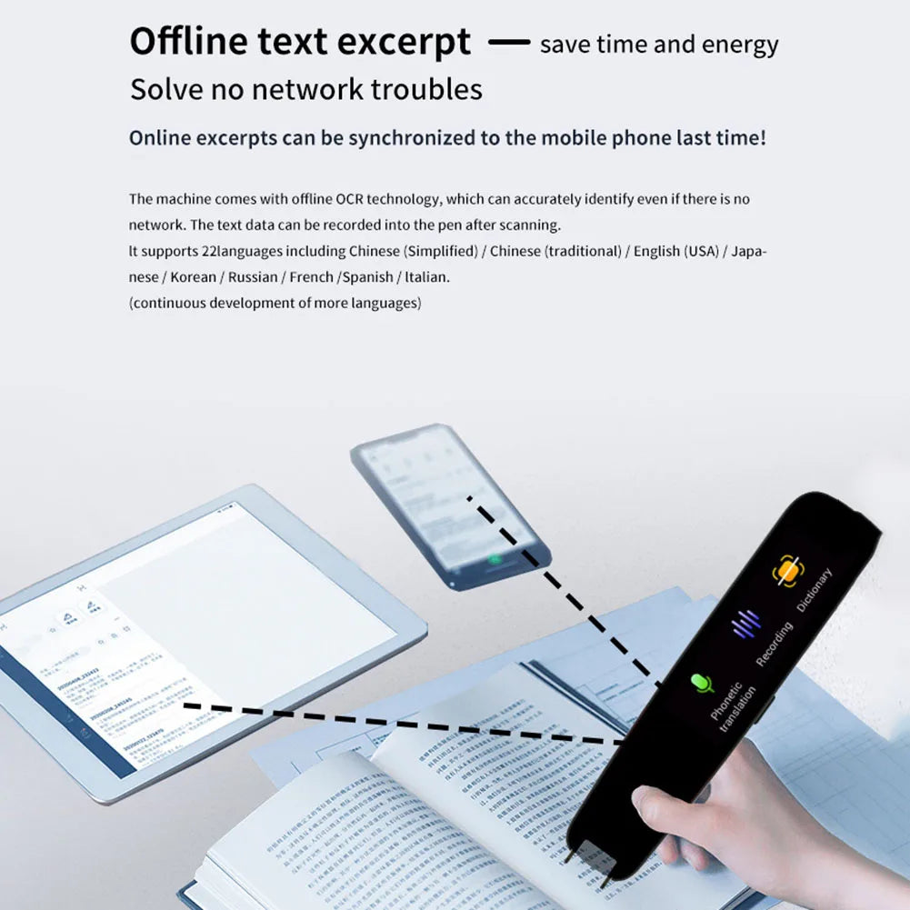 Smart AI Scan Reader Portable Voice Translator Scanner Pen WIFI AI Voice Languages Translator For Dyslexia Autism