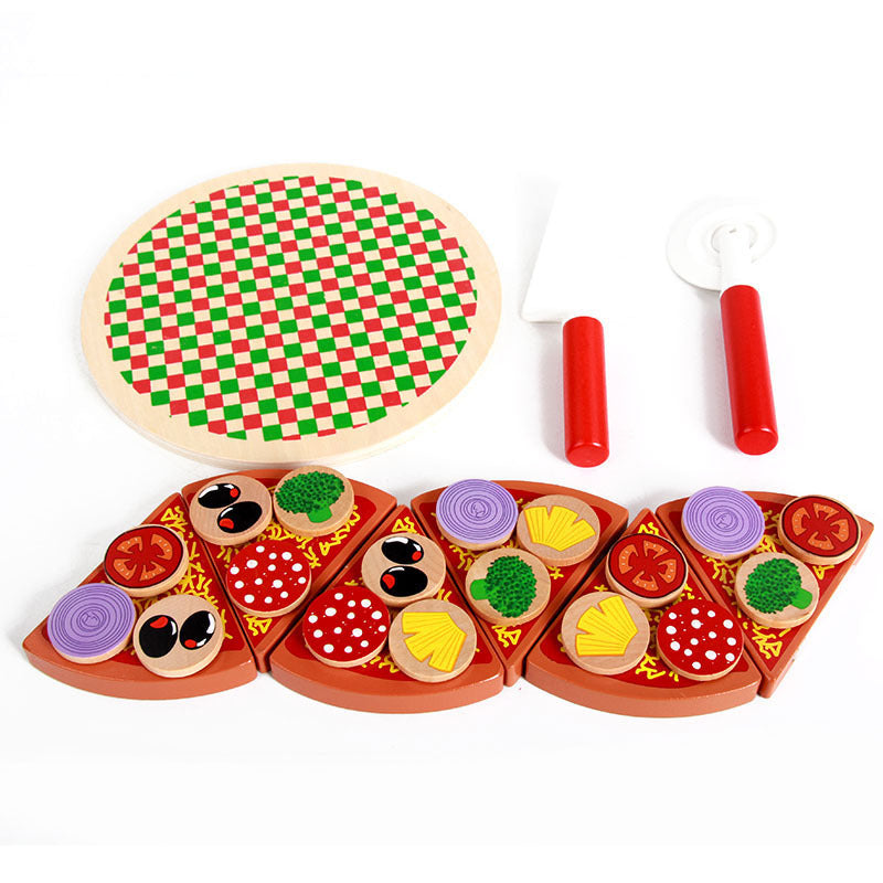 Wooden children's kitchen play house toys puzzle mushrooms pizza Christmas toy gifts