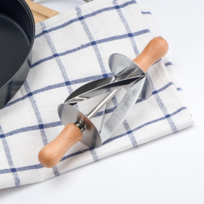 Stainless Steel Rolling Cutter Making Croissant Bread Wheel Dough Pastry Wooden Handle Baking Kitchen Accessories Knife Garden