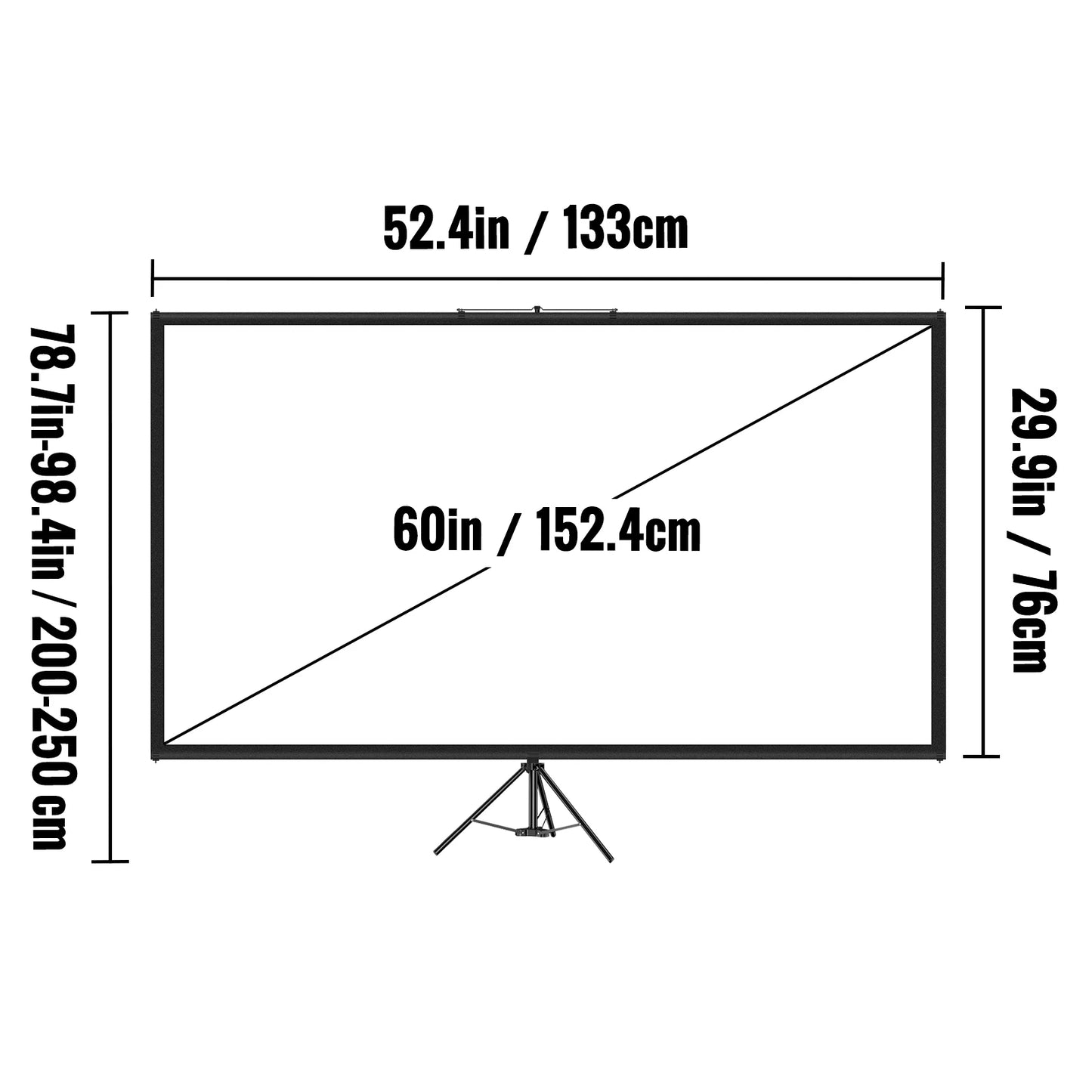 SucceBuy 60 70 80 90 100 110 in Tripod Projector Screen W/ Stand 16:9 4K HD Portable Home Cinema for Indoor & Outdoor Projection
