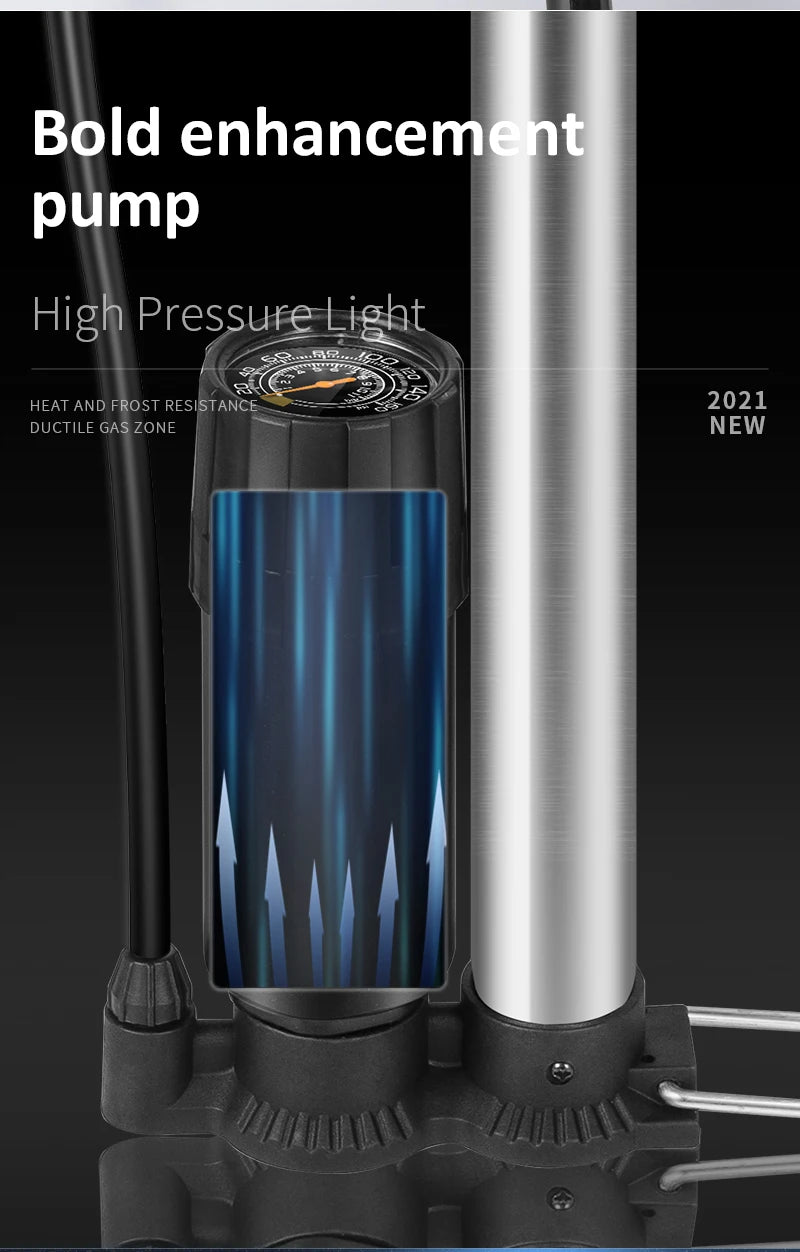 WEST BIKING Bike 120/160PSI Floor Pump High Pressure Cycling Pump Air Inflator Schrader Presta Valve Road MTB Bicycle Tire Pump