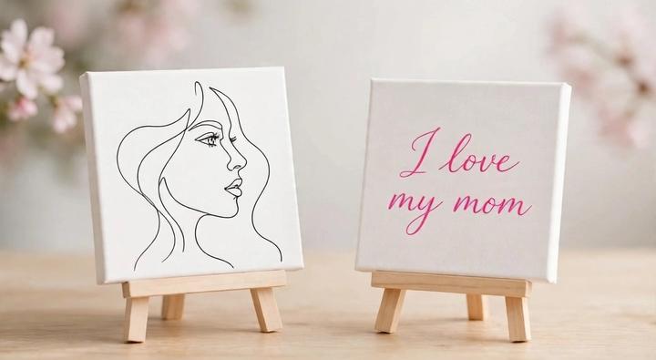 I Love My Mom Mini Canvas Set with Wooden Easels – Mother’s Day Gift & Keepsake
