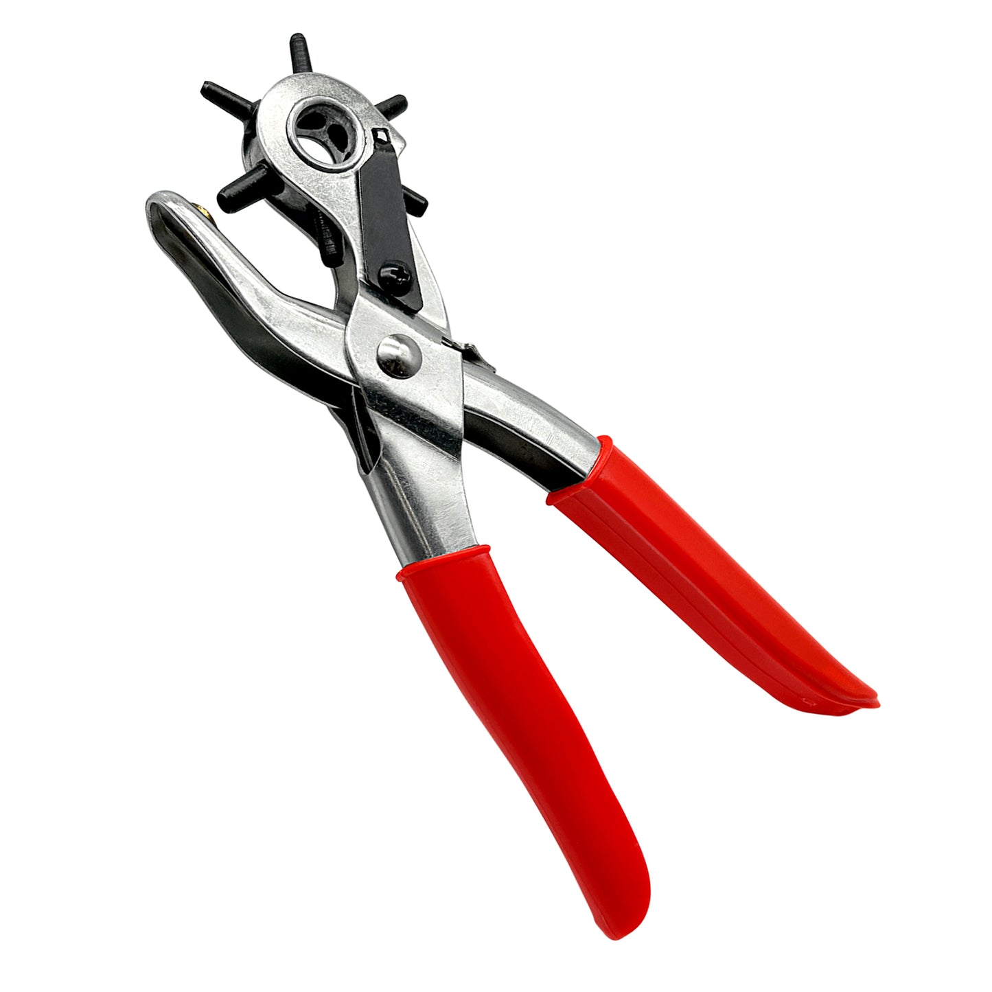 Revolving Leather 6 Sizes Hole Punch Plier Puncher Repair Tool Red For Belts DIY Leather Punch Band Canvas Cut Eyelet