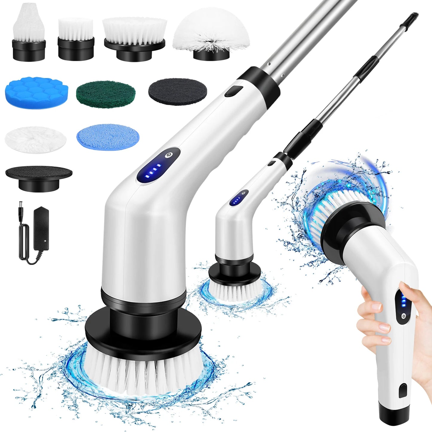 BRIEFNESS Cordless Electric Cleaning Brush 10in1 Multifunctional Spin Scrubber Kitchen Bathroom Rotary Cleaner Household