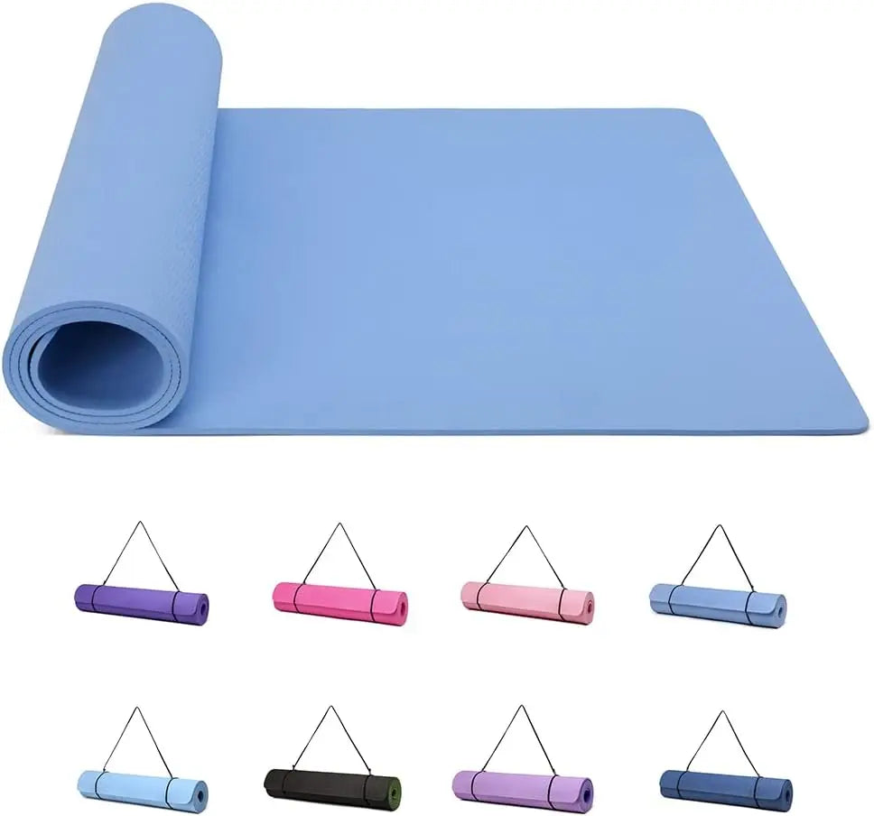 Good Nite Yoga Mat Gymnastics Pilates Exercise Mat for Women Non-Slip Thick 6mm with Carry Strap Tpe 183 x 61 x 1cm