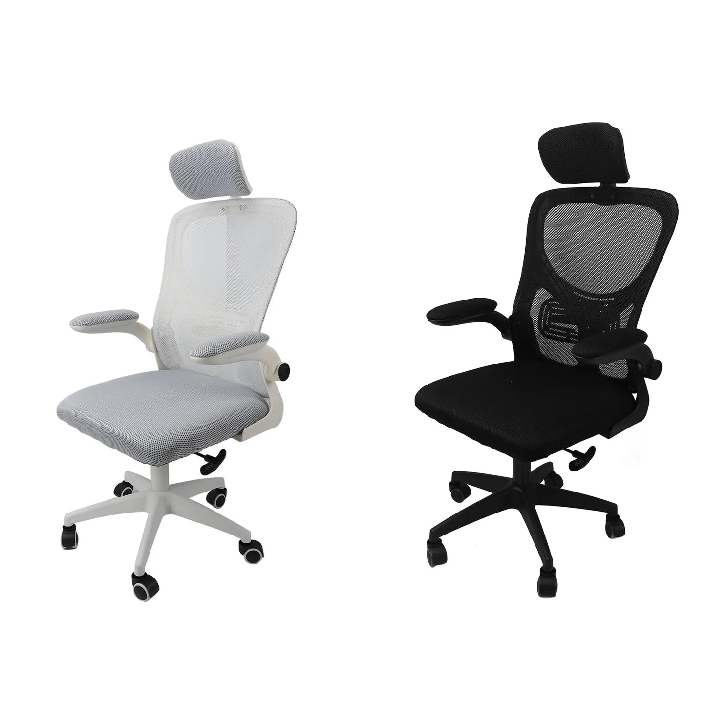Computer Chair 90 Degree Rotating Armrests Elastic Lumbar Support Comfortable Chair 3D Headrest with 5 Wheels for Home