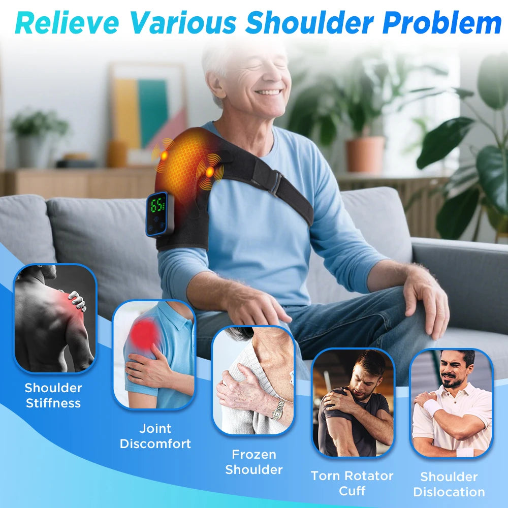 Portable Electric Vibration Shoulder Massager Knee Elbow Massager 3 in 1 Air Pressure Kneading Massager APP Control